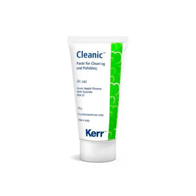 Паста полировочная Cleanic со фтором, в тюбике, вкус зеленое яблоко, 100 г/ Kerr