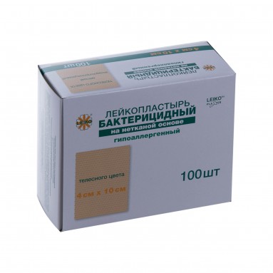 Лейкопластырь бактерицидный р-р 4*10 см телесного цвета на нетканой основе /Leiko