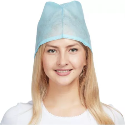 Шапочка-колпак медицинская спанбонд нестерил. пл.42 г/м2, голубой /Волгамедикал (Н)