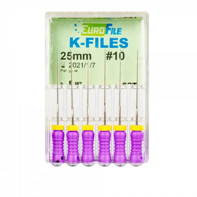 15. К-файлы 25мм №10, 6шт/уп / Еврофайл