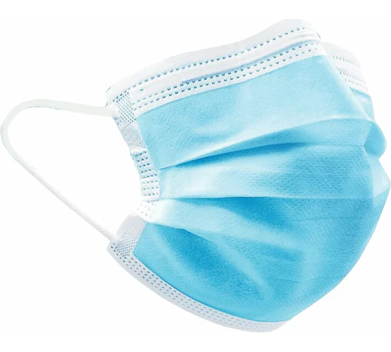 Маска медицинская трехслойная голубая/Гекса