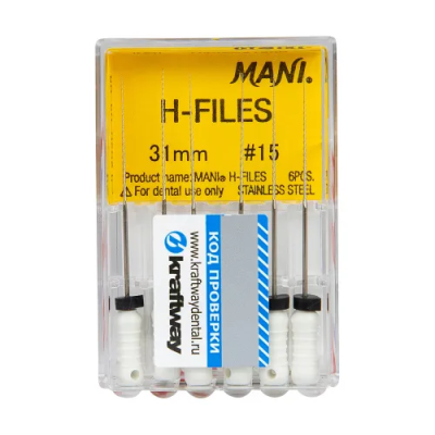 15. Корневой бурав Н-файл №15, 31 мм, 6шт/уп/ Mani