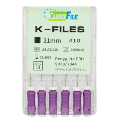 15. К-файлы 21мм №10, 6шт/уп / Еврофайл