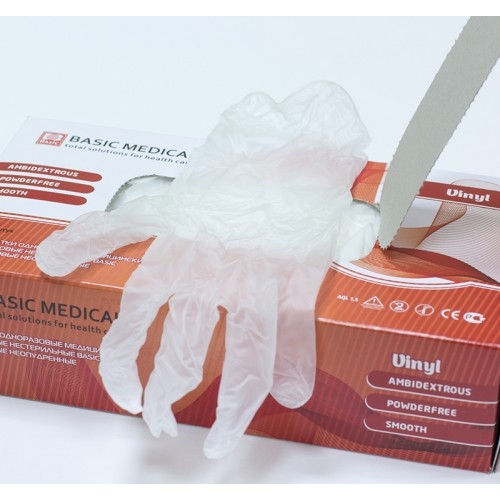 Перчатки винил. нестер. смотр. неопудр. M/ Basic/50/500