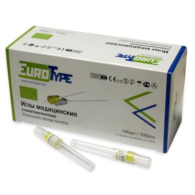 15. Иглы карпульные EuroType (0,4*38mm), 100 шт/уп/ ЕвроТайп