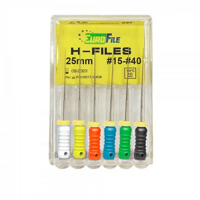 15. Корневой бурав Н-файл №15-40, 25 мм, 6шт/уп/ Еврофайл