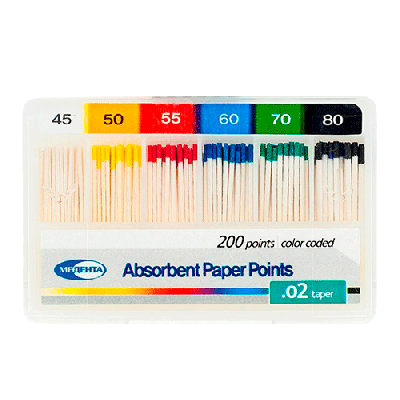 15. Штифты бумажные 02 №45-80, 200 шт/уп/ Медента