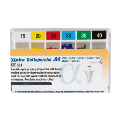 15. Штифты гуттаперч. Альфа 04 №15-40, 60шт./уп/ VDW