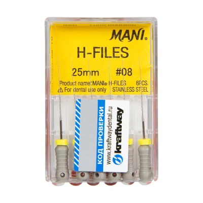 15. К-файлы 25мм №08, 6шт/уп / MANI