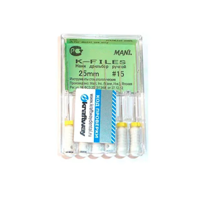 15. К-файлы 25мм №15, 6шт/уп / MANI