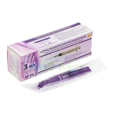 Шприц 3 мл 3-х комп. с иглой Luer LOCK 0,6*32 23G Leiko/ Китай