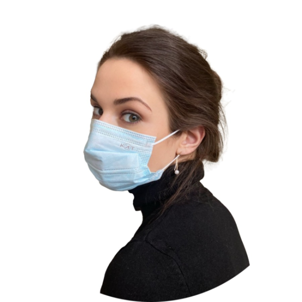 Маска медицинская трехслойная голубая /Кит/50/3000