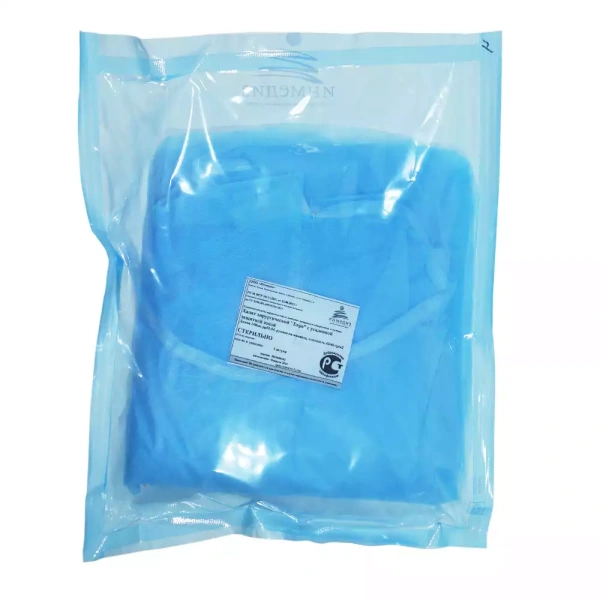 Халат хирур. стерильный пл.42,рукав на манжете 140см. (52-54р) с усил.защитн.зоной/Инмедиз/45 (Н)